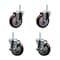 Service Caster 4 Inch Maroon Polyurethane Wheel Swivel 34 Inch Threaded Stem Caster Set 2 Brakes SCC SCC-TS20S414-PPUB-MRN-34212-2-TLB-2 - alternate 1